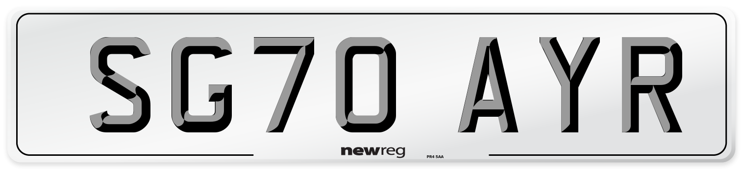 SG70 AYR Number Plate from New Reg